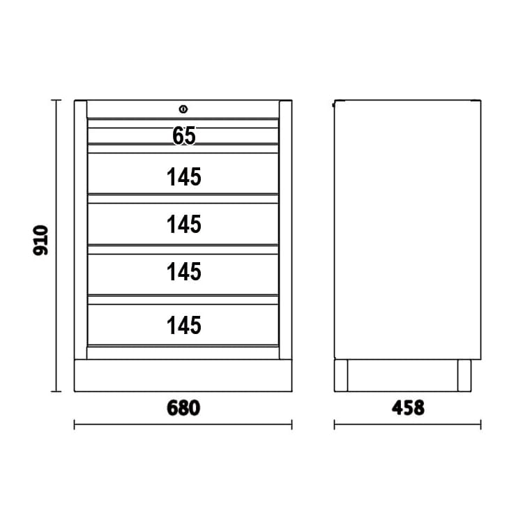 Verktygsskåp med 5 lådor 566 x 406 mm, fast modul, BETA Tools - 4