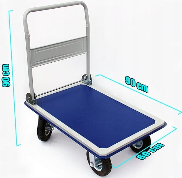Flyttvagn 300 kg 90 x 60 cm hopfällbar, transportvagn, transportkärra, lastkärra - 2