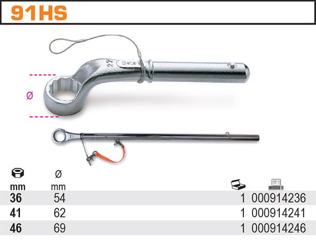BETA TOOLS Ringnyckel Heavy Duty H-safe för Höjdarbeten 36-46 mm, BETA (Storlek (mm) : 36) - 2