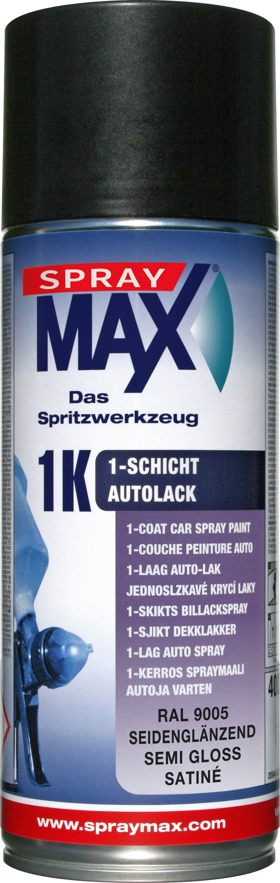 SprayMax Sprayfärg Halvblank Svart RAL 9005 400 ML