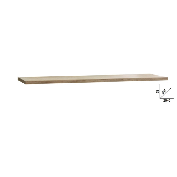 BETA TOOLS Arbetsskiva 2040 x 615 mm, multi-ply trä, 38 mm tjock, 26 kg, C45PRO 2.0, BETA