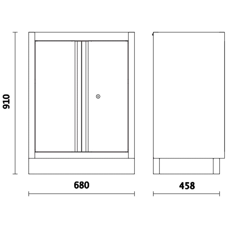 Förvaringsmodul 2-dörrars med hylla och lås, 670 x 420 mm, BETA Tools - 3