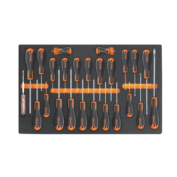 Skruvmejselsats 25 delar spår Phillips TORX, skumbricka, BETA Tools