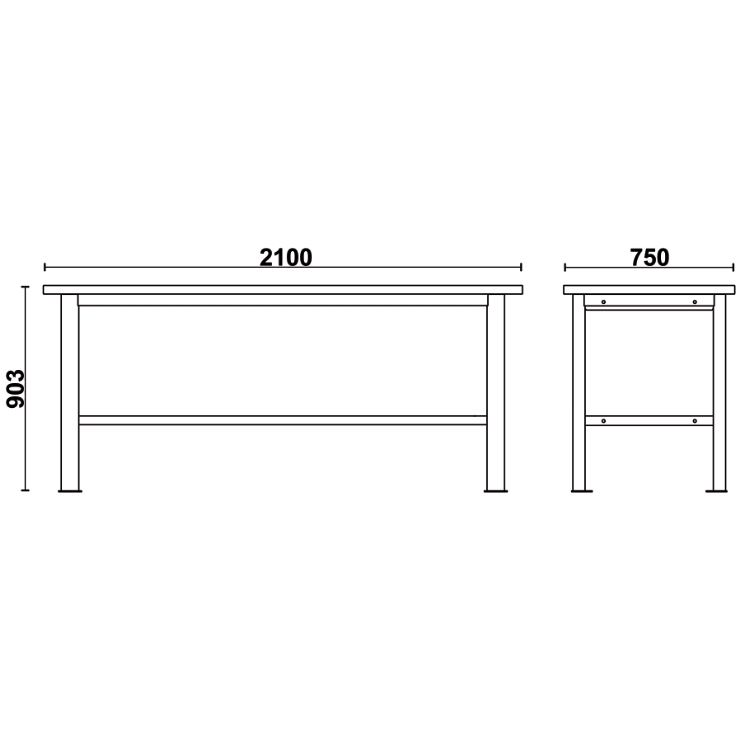 Arbetsbänk Enkel 2, 1m Rostfri MDF 1000 kg Golvfäste, BETA Tools - 2
