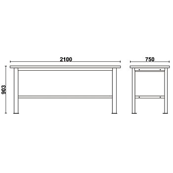 Arbetsbänk Enkel 2, 1m Rostfri MDF 1000 kg Golvfäste, BETA Tools