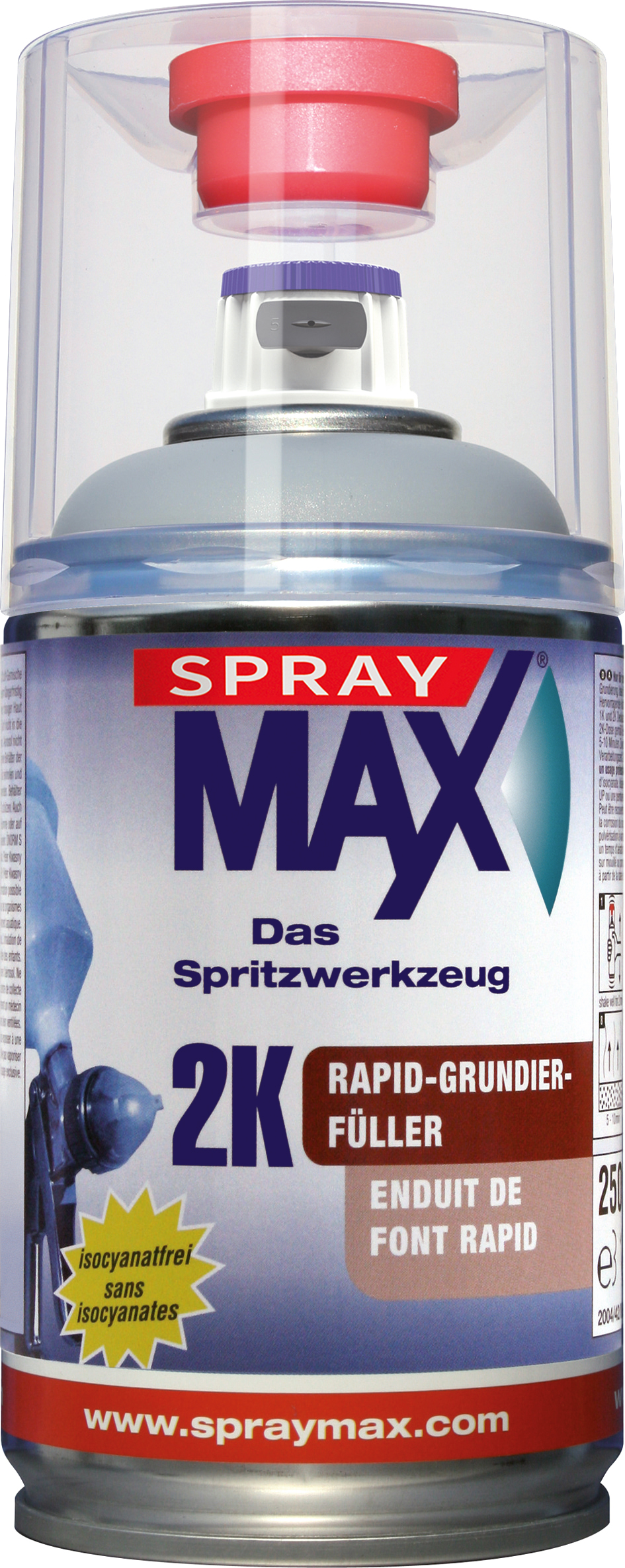 SprayMax 2K Snabb Grundfiller Grå 250 ML