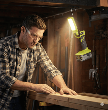Arbetslampa LED 800lm 18V ONE+ Justerbar Solo (utan batteri), Ryobi