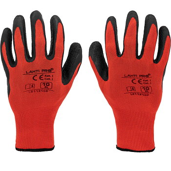LahtiPro Gloves Latex Black-Red L211207P, 12 Pairs, 7, CE, LAHTI (Handskestorlek : 7 [S] Handlängd 17,1cm Omkrets 17,1cm)