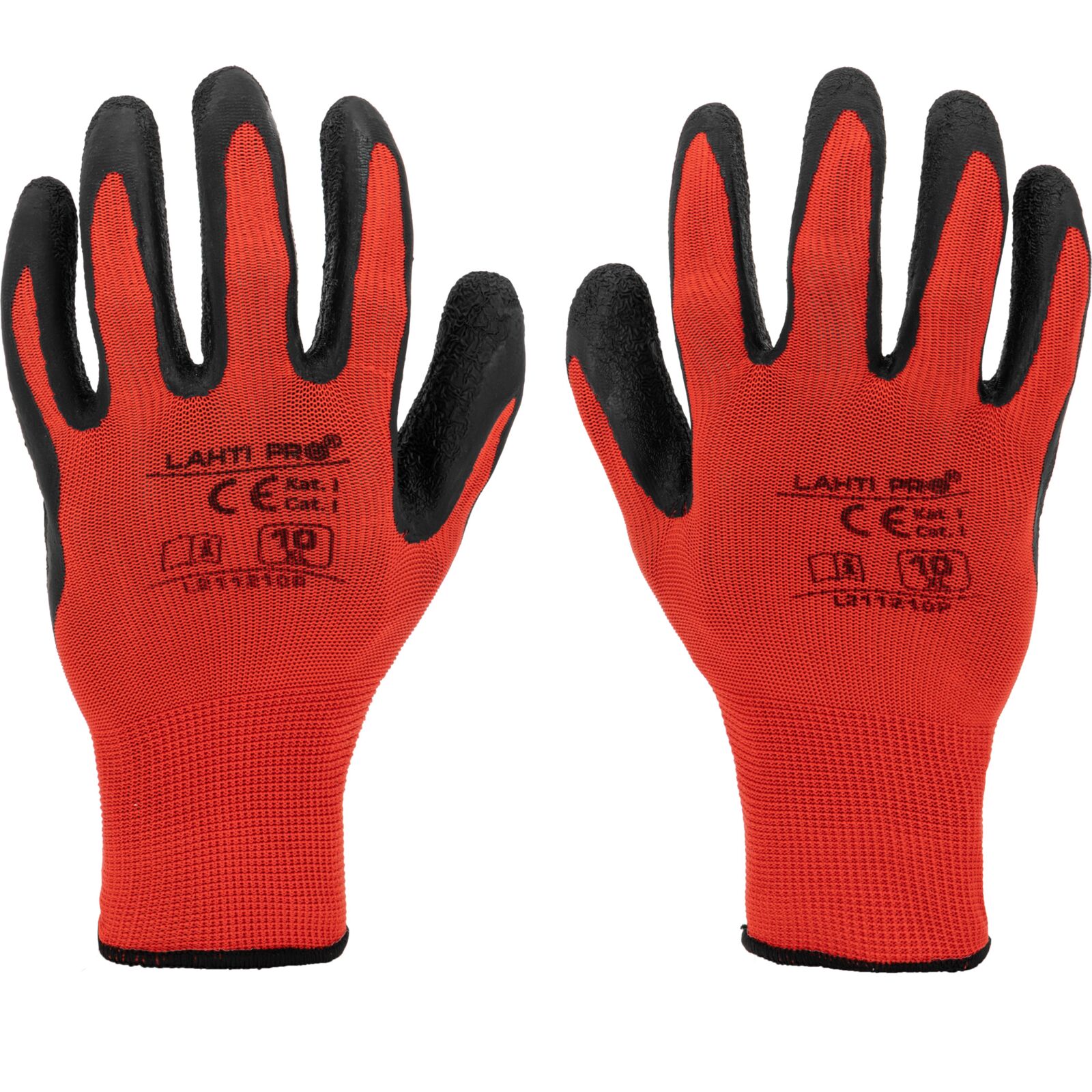 LahtiPro Gloves Latex Black-Red L211207P, 12 Pairs, 7, CE, LAHTI (Handskestorlek : 8 [M] Handlängd 18,2cm Omkrets 20,3cm) - 2