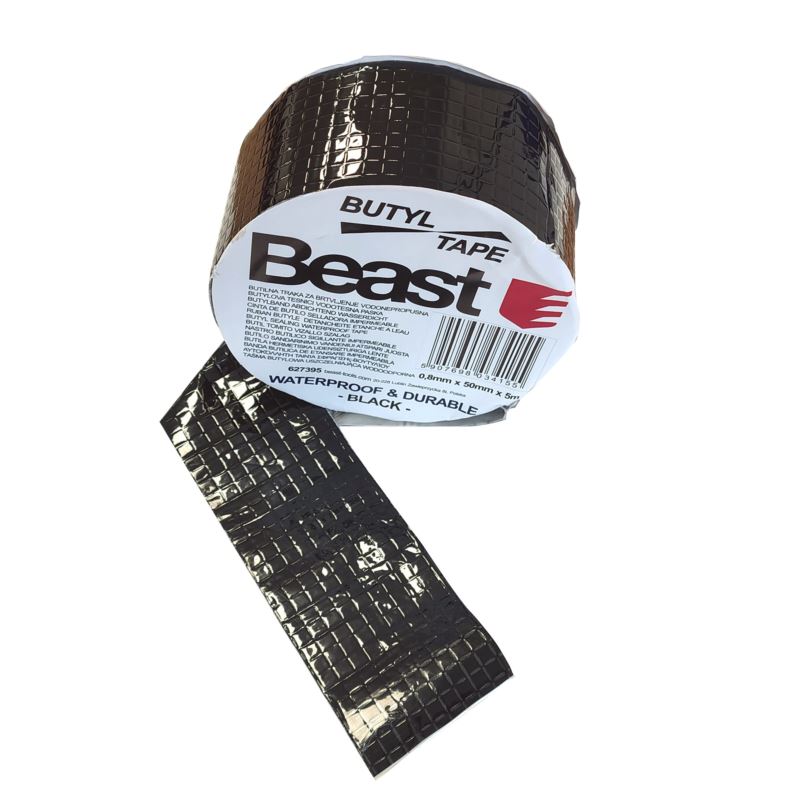 Butyltejp svart 0, 8 x 50 mm, 5 meter, Beast