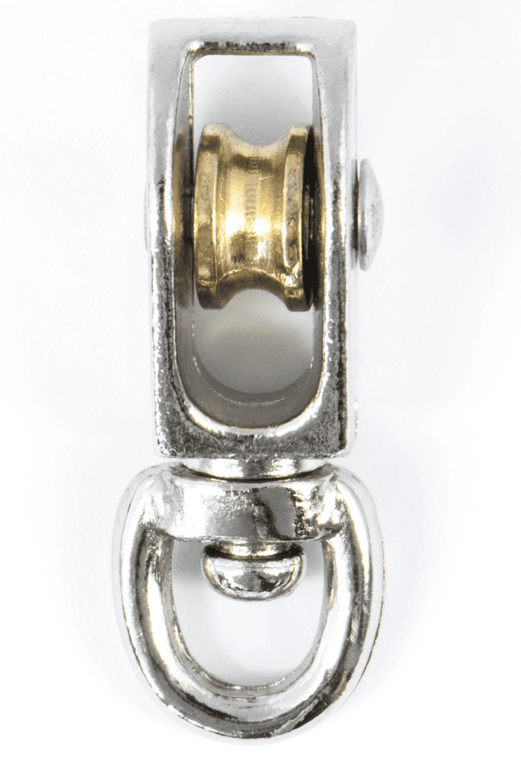 Talja och block 6st, locktalja enkel förnicklad svivel 1/230 kg, rep 4 mm - 3