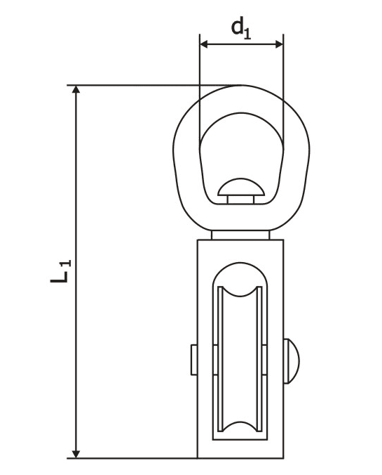 Talja och block 6st, locktalja enkel förnicklad svivel 1/230 kg, rep 4 mm - 7