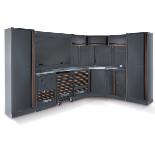 BETA TOOLS Komplett Verkstadsutrustning 15 Moduler Rostfritt MDF 554 kg, BETA