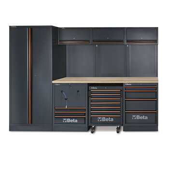 BETA TOOLS Komplett Garageinredning C45PRO 2.0 HW - 9 Moduler Flerskikts Trä 2040 x 615 mm, 318 kg, BETA
