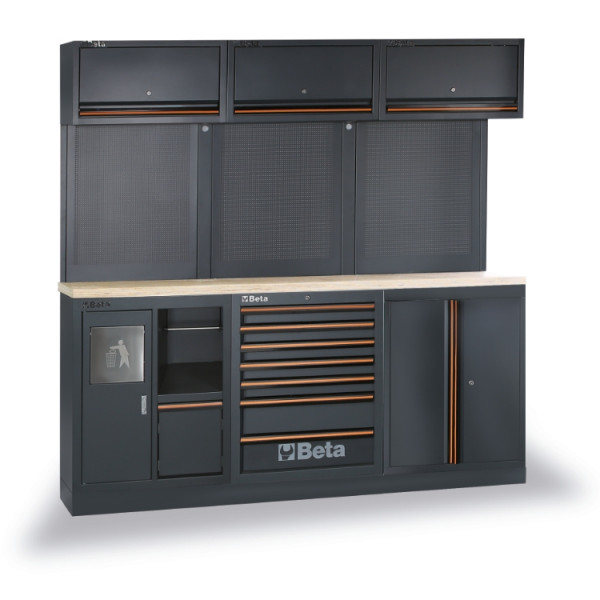 BETA TOOLS Garageinredning Komplett C45PRO 2.0 AW 8 Moduler Flerskikts Trä 2040 x 615 mm 219 kg, BETA