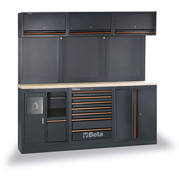 BETA TOOLS Garageinredning Komplett C45PRO 2.0 AW 8 Moduler Flerskikts Trä 2040 x 615 mm 219 kg, BETA