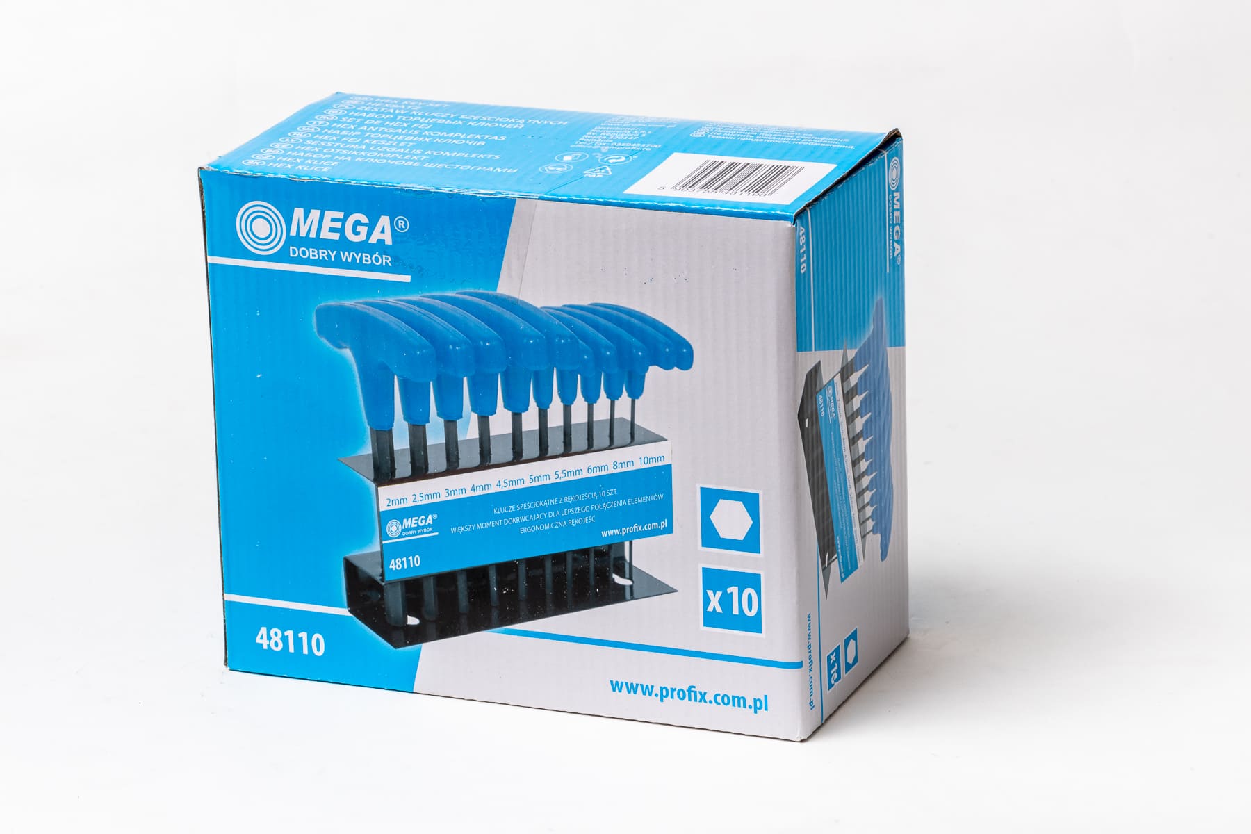 Mega Insexnyckel sats, T-handtag, 10st 2-10 mm, inkl. metallhållare - 5