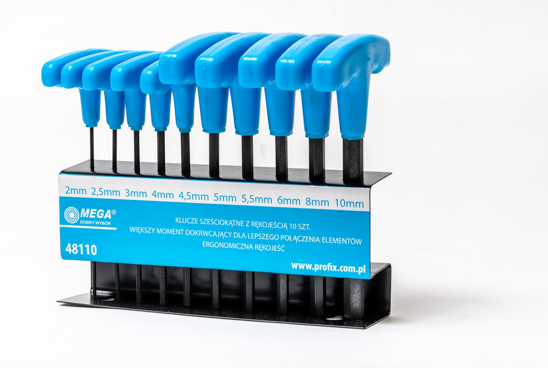 Mega Insexnyckel sats, T-handtag, 10st 2-10 mm, inkl. metallhållare - 2