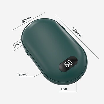 Handvärmare USB-C 2400mAh 3 Värmelägen 35°C 42°C 55°C Uppladdningsbar Kompakt, Beast