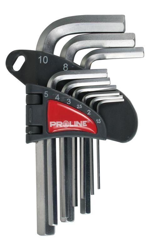 PROLINE TOOLS Insexnyckelsats 9 Delar, CV Stål, 1.5 2.0 2.5 3.0 4.0 5.0 6.0 8.0 10.0 mm, Proline