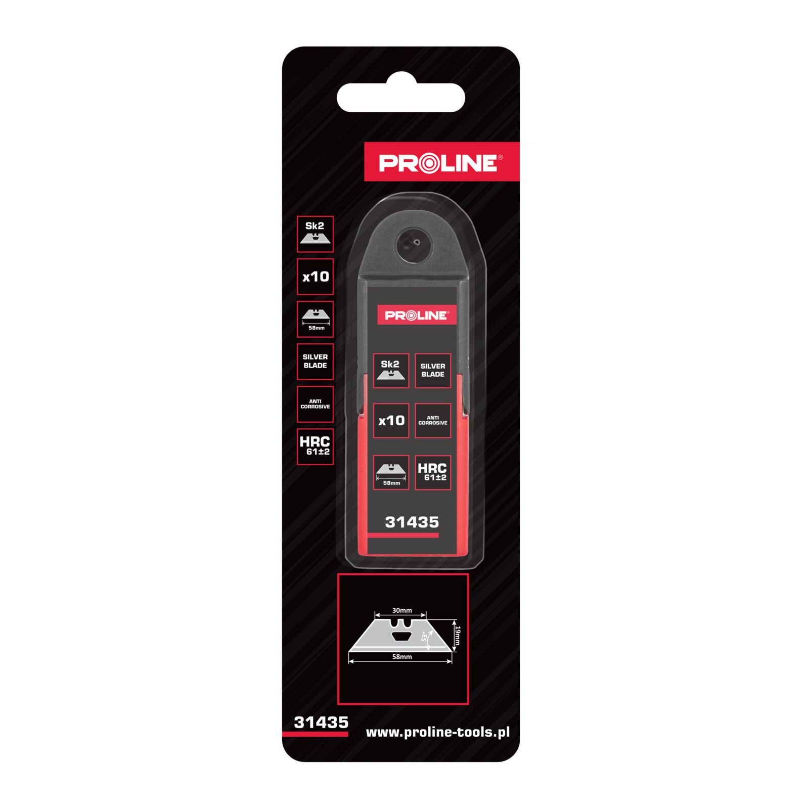 PROLINE TOOLS Reservblad Trimmkniv 58 x 0, 61 mm SK2, 10-pack, Proline - 2