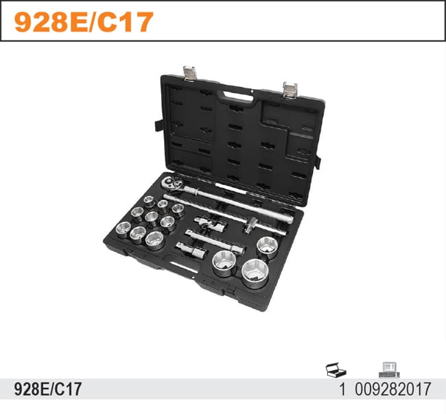 Hylsnyckelsats 3/4” 17 Delar 22-55 mm, Box, BETA Tools - 2