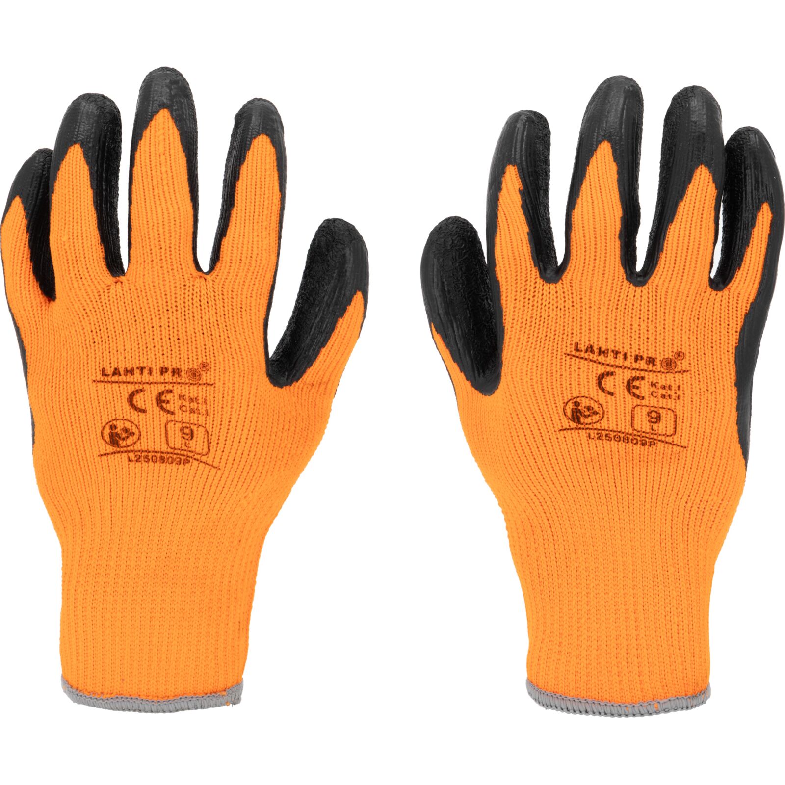 Arbetshandskar Fodrade Latexbelagda Vinter EN ISO 21420, LahtiPro (Handskestorlek : 9 [L] Handlängd 19,2cm Omkrets 22,9cm) - 2