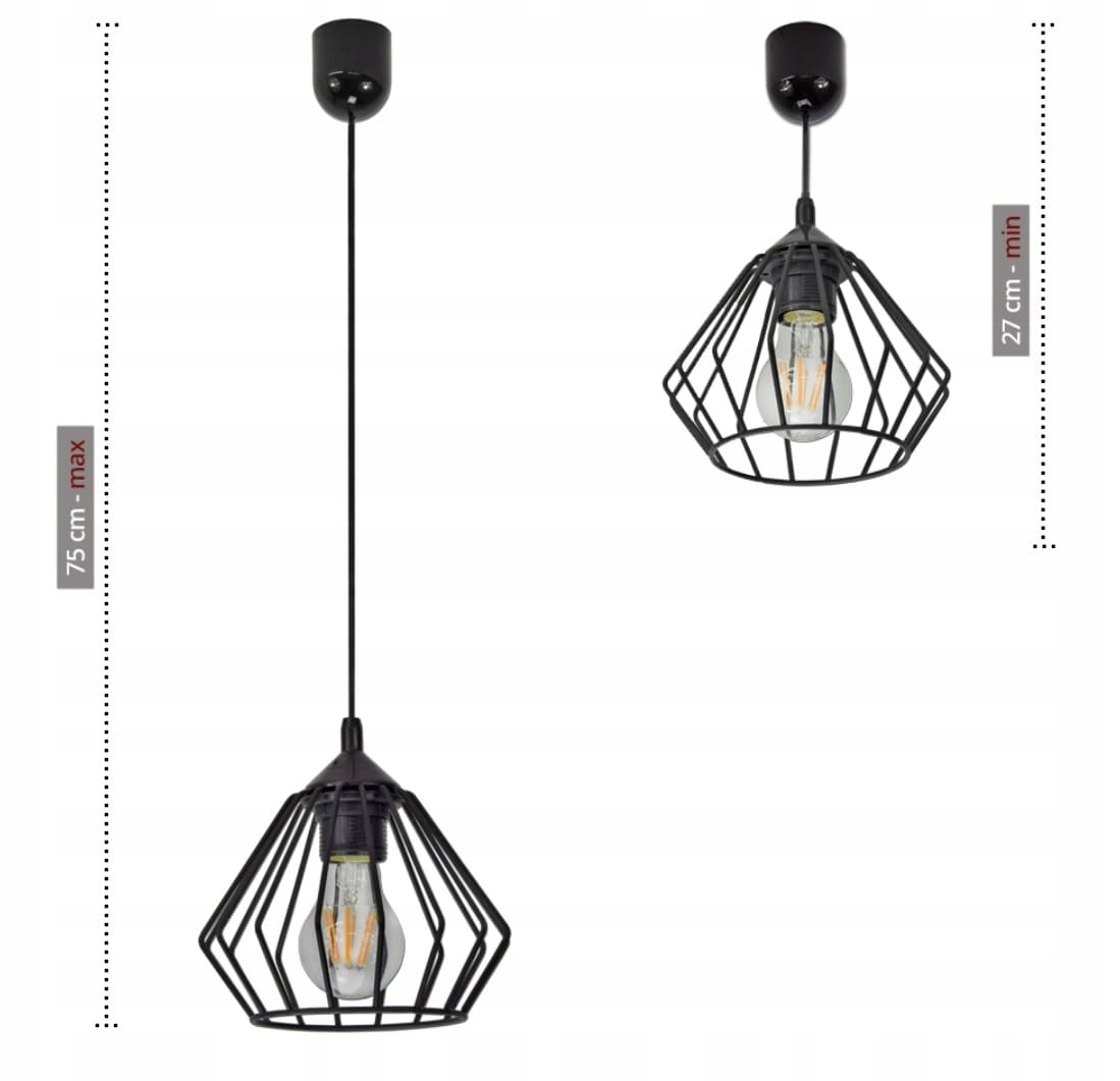 Taklampa av metall, rustik / industriell design, hänglampa, Luxolar Diamond E27 - Vit - 5