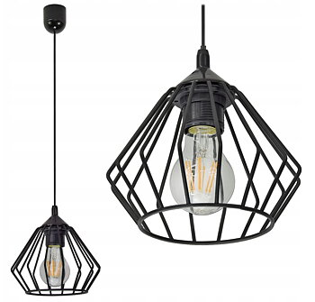 Taklampa av metall, rustik / industriell design, hänglampa, Luxolar Diamond E27 - Vit
