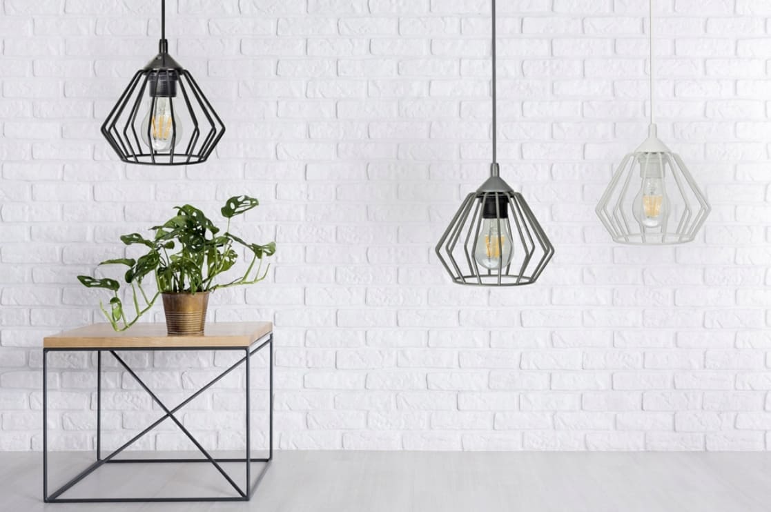 Taklampa av metall, rustik / industriell design, hänglampa, Luxolar Diamond E27 - Vit - 8