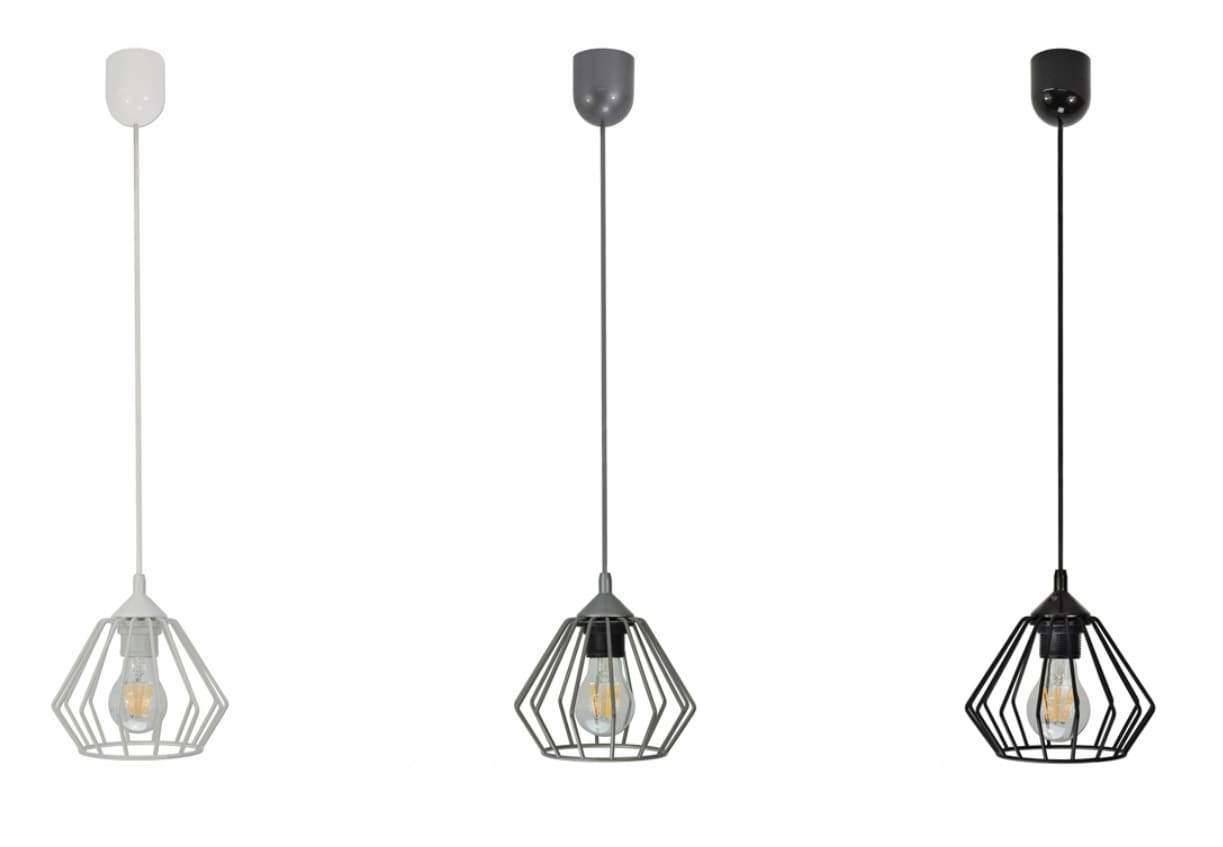 Taklampa av metall, rustik / industriell design, hänglampa, Luxolar Diamond E27 - Grå - 3