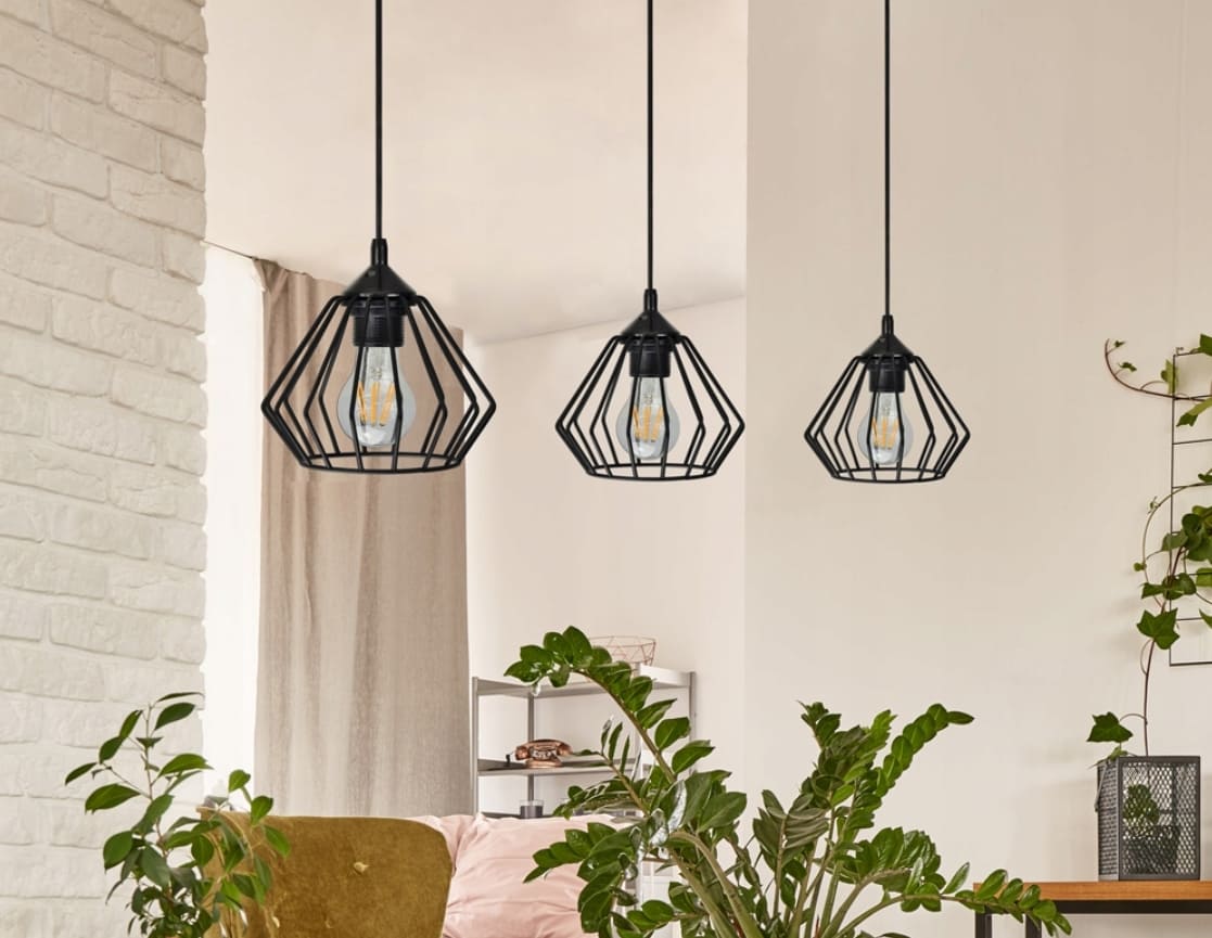 Taklampa av metall, rustik / industriell design, hänglampa, Luxolar Diamond E27 - Grå - 10