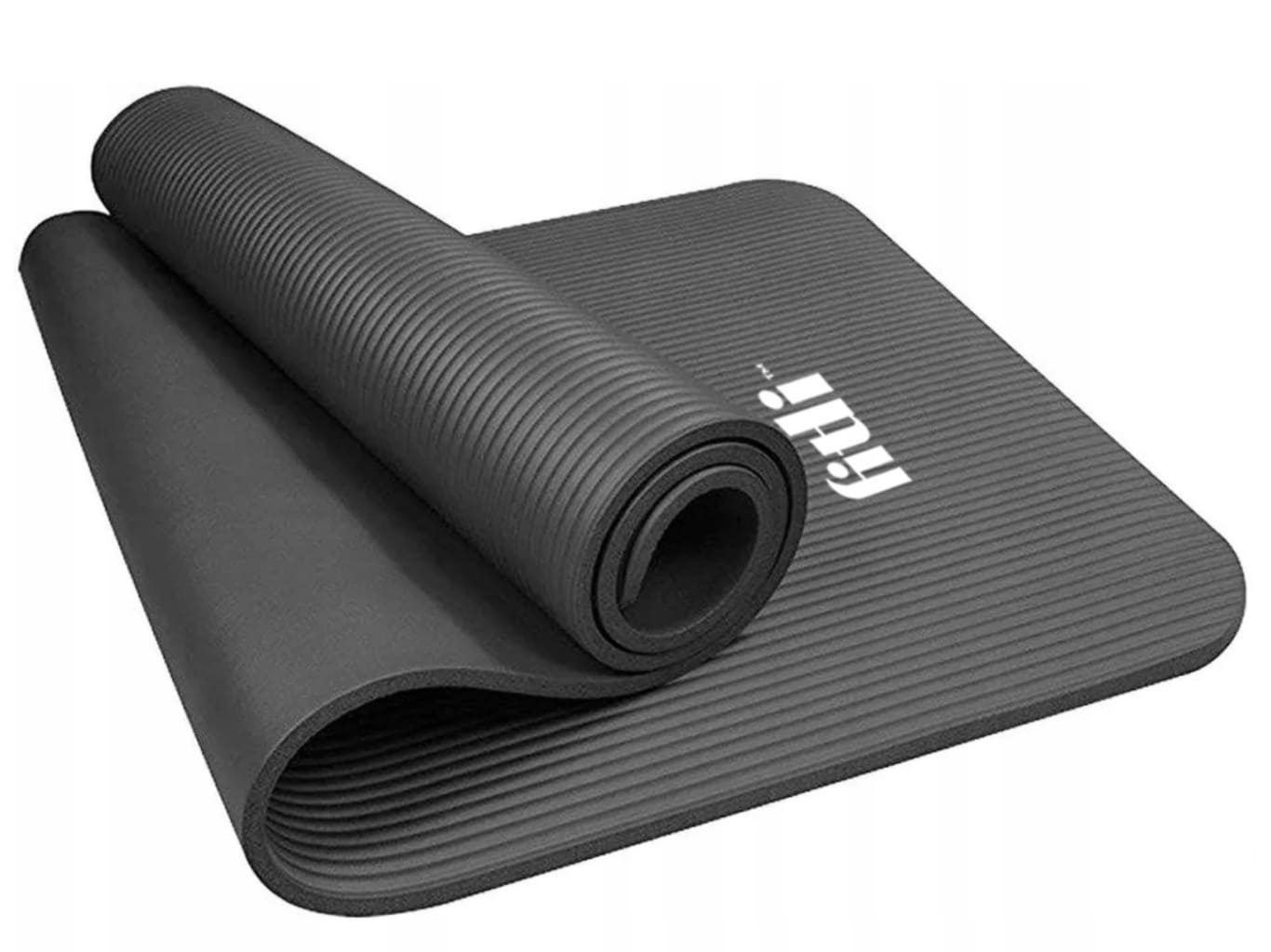 Yogamatta, träningsmatta, skummatta 180 x 61 cm, 1 cm tjock, olika färger, NBR Fitli - Svart - 8