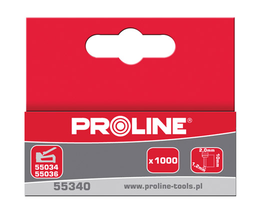 PROLINE TOOLS Spikar för häftapparater 10 x 2, 0 x 1, 2 mm, 1000st., Proline