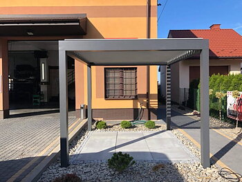 Pergola 3 x 3m med LED av aluminium, COMFORT Luxe, fristående, Alluminio