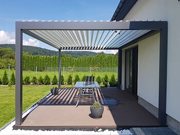 Pergola 3 x 3m med LED av aluminium, COMFORT Luxe, fristående, Alluminio