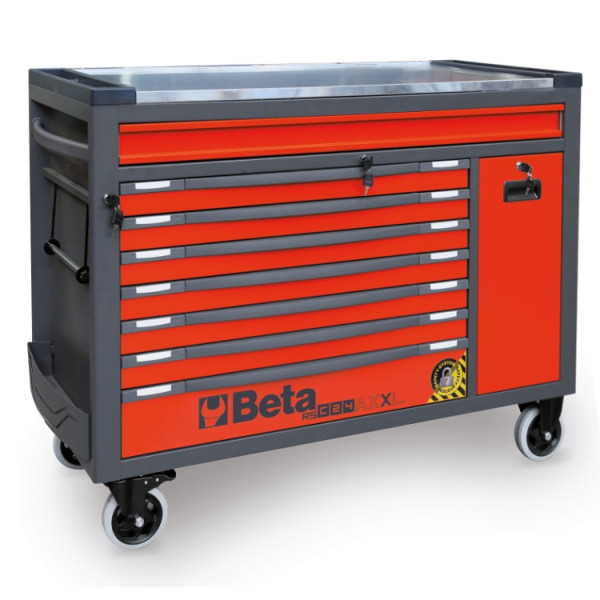 Verktygsvagn Extra Stor 8 Lådor 1100 kg Rostfri Anti-Tilt, BETA Tools - Röd - 3