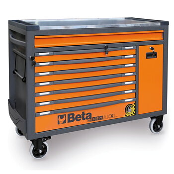 Verktygsvagn Extra Stor 8 Lådor 1100 kg Rostfri Anti-Tilt, BETA Tools - Grafitgrå