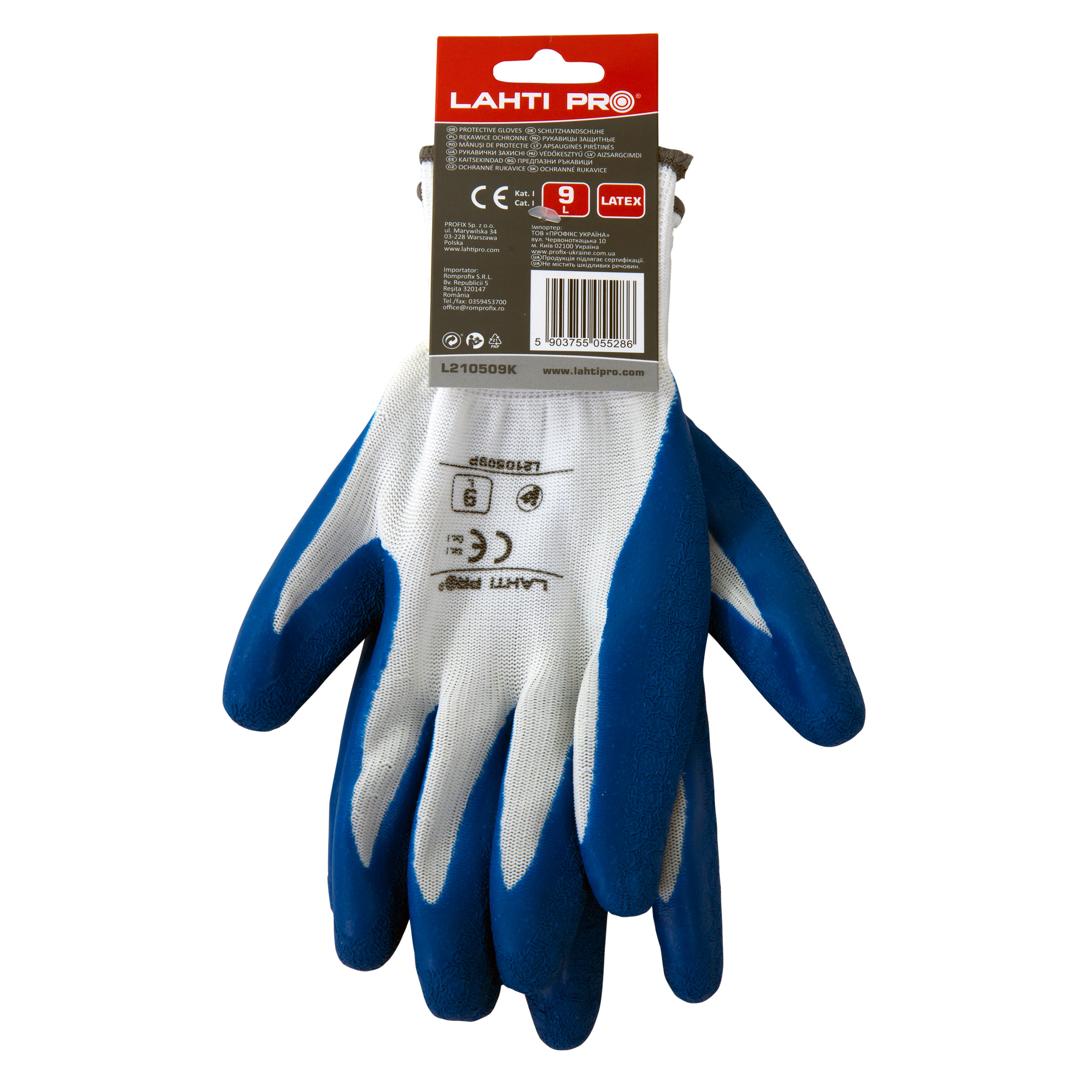 LahtiPro Arbetshandskar Latexbelagda Polyester, Blå/Vita, Karta, CE-märkta, 7, [Varumärke] (Storlek : XL) - 3