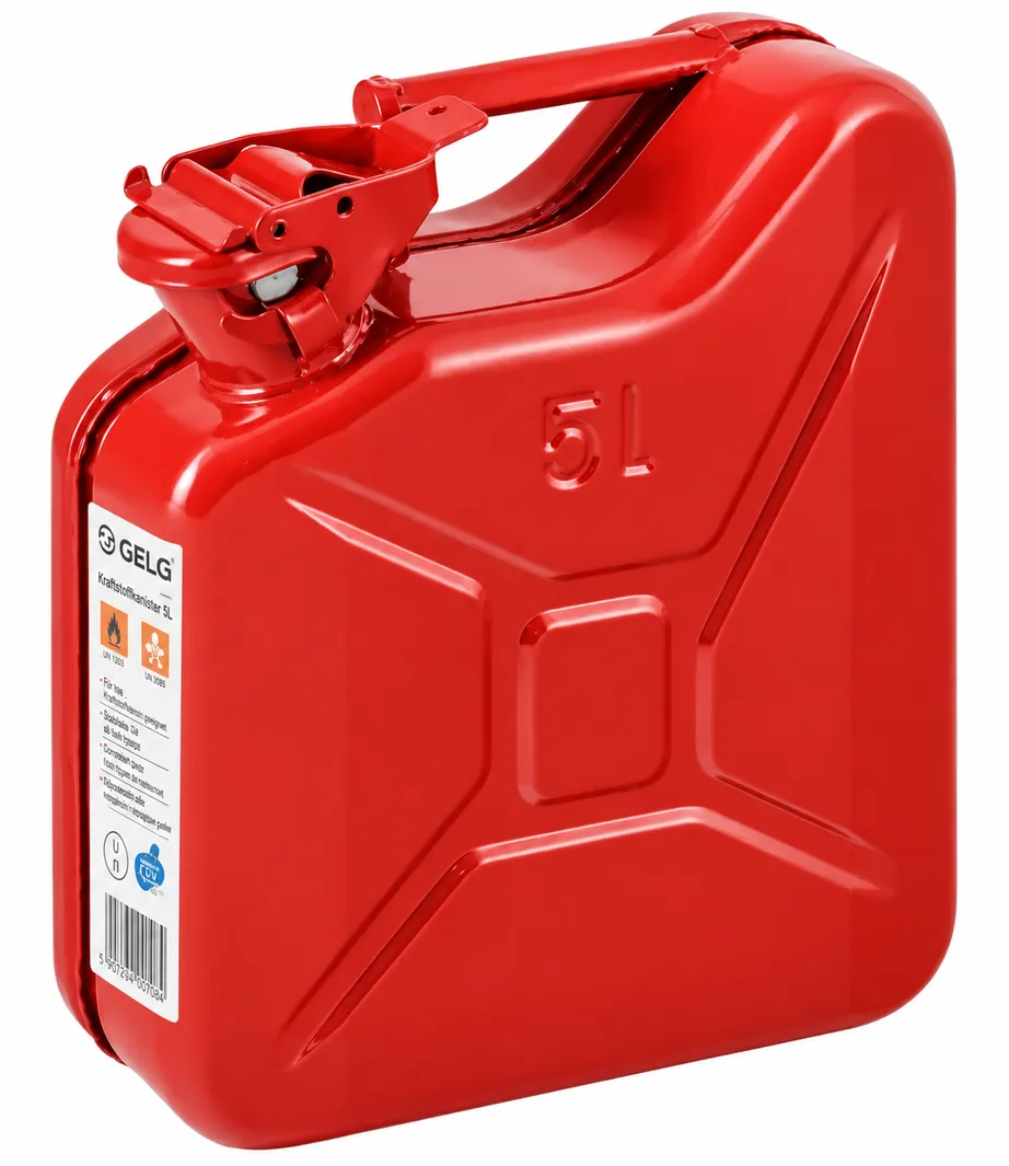 Bensindunk 5L Metall Reservdunk med Bajonettlås Röd eller Grön, Gelg - Grön - 2