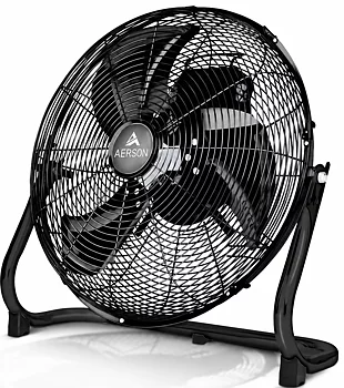 Golvfläkt 50 cm 120 W 7270 m³/h Metall Aluminiumblad 3 Hastigheter Svart