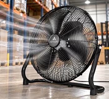 Golvfläkt 50 cm 120 W 7270 m³/h Metall Aluminiumblad 3 Hastigheter Svart