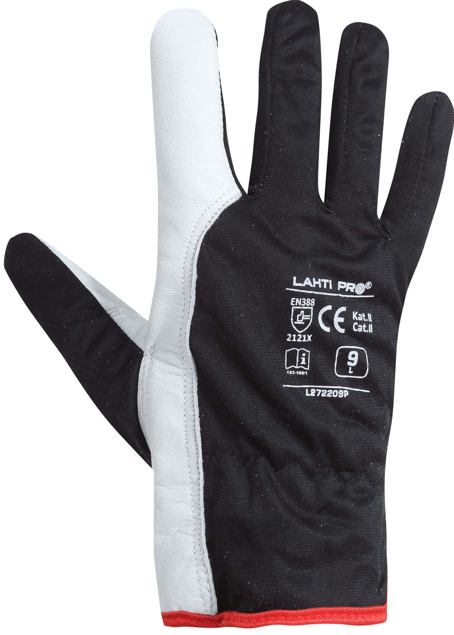 LahtiPro Arbetshandskar 12-par, montagehandskar, skinn, svart-vita CE, LAHTI (Handskestorlek : 8 [M] Handlängd 18,2cm Omkrets 20,3cm) - 3