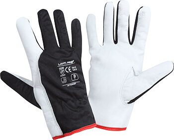 LahtiPro Arbetshandskar 12-par, montagehandskar, skinn, svart-vita CE, LAHTI (Handskestorlek : 11 [XXL] Handlängd 21,5cm Omkrets 27,9cm)