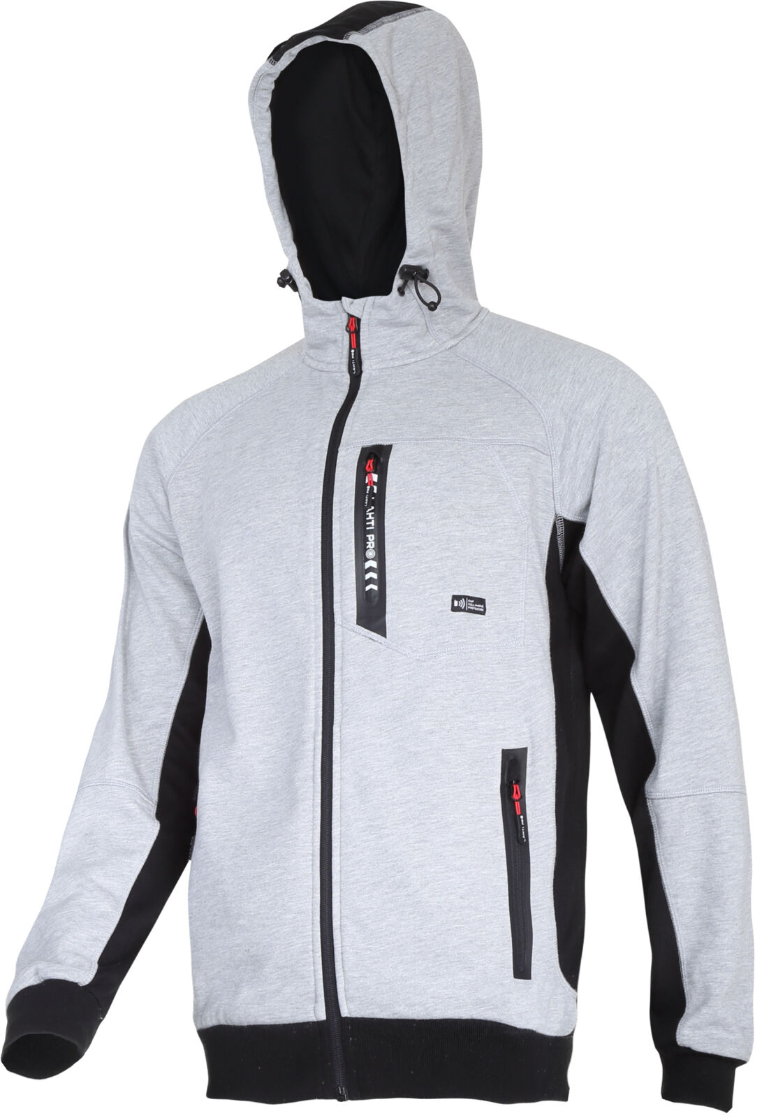 LahtiPro Huvtröja, hoodie, med dragkedja, premium, Grå-Svart CE, LAHTI (Storlek : 3XL)