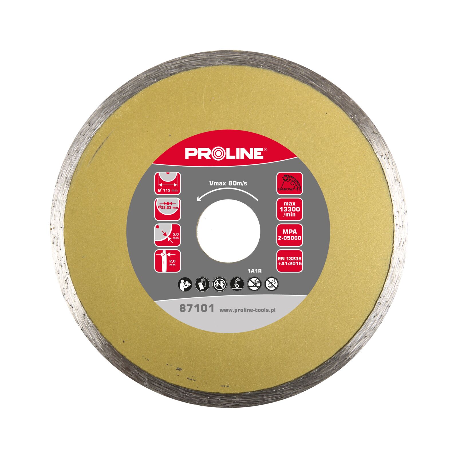 PROLINE TOOLS Kontinuerlig Diamantskiva 180 mm, Tjocklek 2.6 mm, Arbetsbredd 5.5 mm, 25.4 mm, Proline