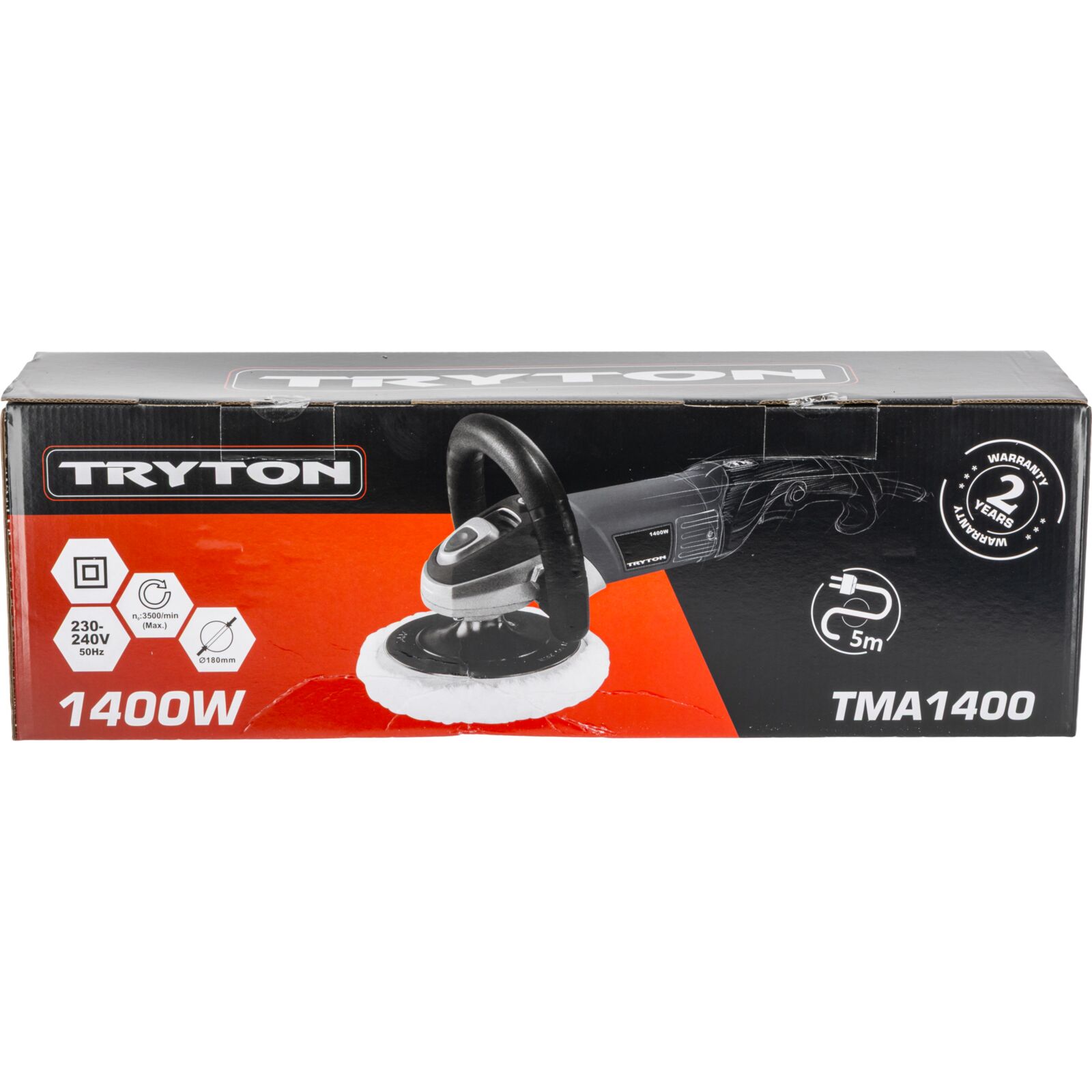 Poleringsmaskin 1400W 180 mm 600-3500/MIN, Tryton - 7
