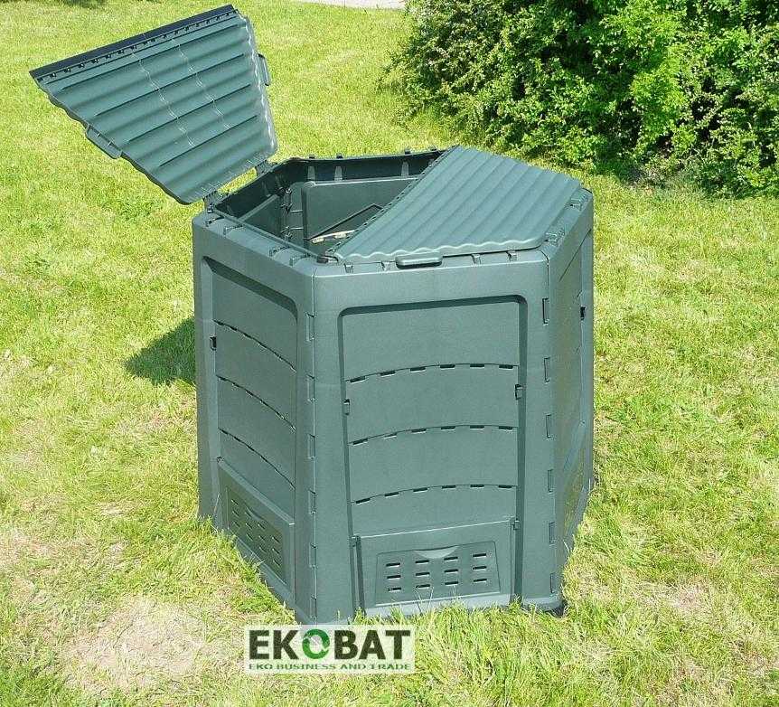 EKOBAT Kompostbehållare 820L, kompostbox för varm kompost utomhus åretrunt, THERMOQUICK® EXPRESS 800 - 4