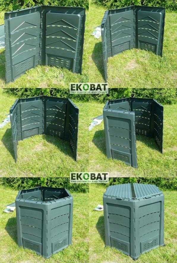 EKOBAT Kompostbehållare 820L, kompostbox för varm kompost utomhus åretrunt, THERMOQUICK® EXPRESS 800 - 9