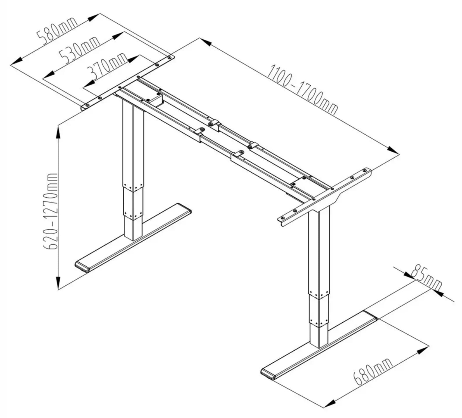 Spacetronic Höj- och sänkbart skrivbord utan toppskiva, elektriskt underrede för bord, max 127 cm höjd och 100 kg, Spacetronik ERGOLINE - 2